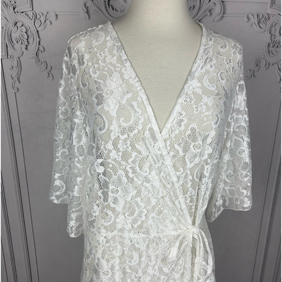 Bohemian White Lace Swimsuit Kimono Beach Dress Coverup - Picture 3 of 7